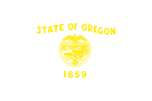 Oregon Map with Flag flag