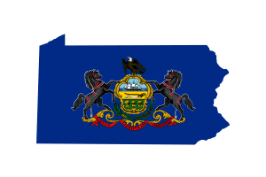 Pennsylvania Map with Flag flag