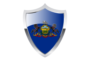 Pennsylvania Flag with Medieval Heater Shield flag
