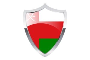 Oman Flag with Medieval Heater Shield flag