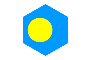 Palau Flag Hexagon Shape flag