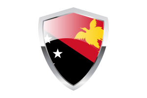 Papua New Guinea Flag with Pointed Triangular Shield flag