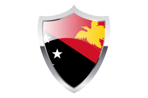 Papua New Guinea Flag with Medieval Heater Shield flag