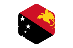 Papua New Guinea Flag Rounded Hexagon Shape flag
