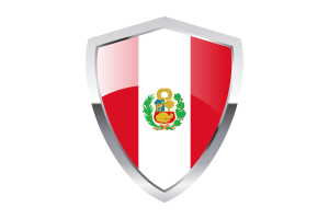 Peru Flag with Pointed Triangular Shield flag