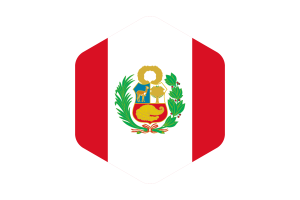 Peru Flag Rounded Hexagon Shape flag