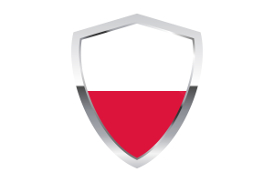 Poland Flag with Pointed Triangular Shield flag