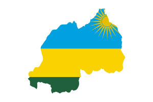 Rwanda Map with Flag flag