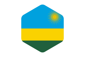 Rwanda Flag Rounded Hexagon Shape flag