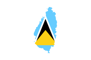 Saint Lucia Map with Flag flag