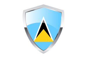 Saint Lucia Flag with Pointed Triangular Shield flag