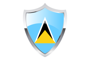 Saint Lucia Flag with Medieval Heater Shield flag