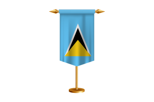Saint Lucia Flag Illustration with Stand flag