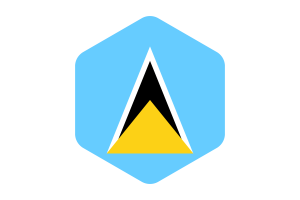 Saint Lucia Flag Rounded Hexagon Shape flag