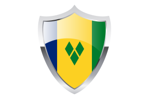 Saint Vincent and the Grenadines Flag with Medieval Heater Shield flag
