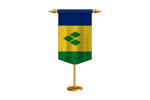 Saint Vincent and the Grenadines Flag Illustration with Stand flag