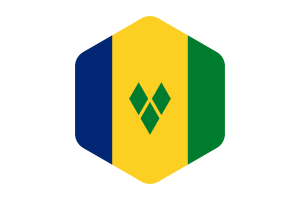 Saint Vincent and the Grenadines Flag Rounded Hexagon Shape flag