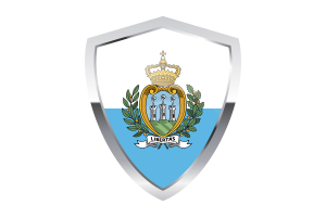 San Marino Flag with Pointed Triangular Shield flag