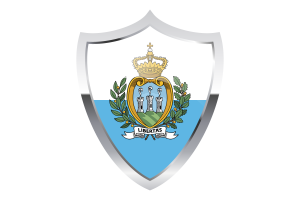 San Marino Flag with Medieval Heater Shield flag