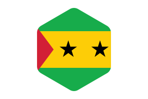 São Tomé Flag Rounded Hexagon Shape flag