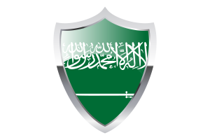 Saudi Arabia Flag with Medieval Heater Shield flag