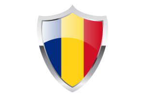 Romania Flag with Medieval Heater Shield flag