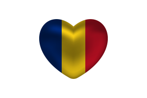 Love of Romania Heart Shape flag