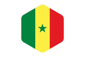 Senegal Flag Rounded Hexagon Shape flag