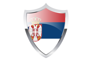 Serbia Flag with Medieval Heater Shield flag