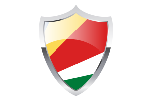 Seychelles Flag with Medieval Heater Shield flag