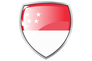 Singapore Flag Couche Heraldic Shield flag