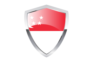 Singapore Flag with Pointed Triangular Shield flag
