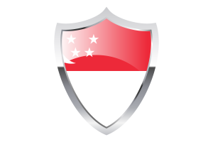 Singapore Flag with Medieval Heater Shield flag
