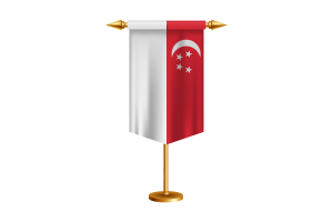 Singapore Flag Illustration with Stand flag