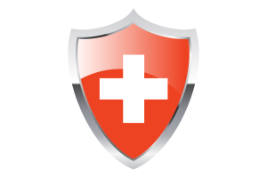 Switzerland Flag with Medieval Heater Shield flag