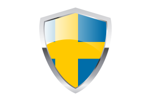 Sweden Flag with Pointed Triangular Shield flag