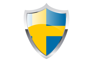 Sweden Flag with Medieval Heater Shield flag
