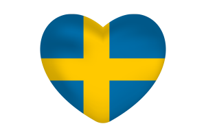 Love of Sweden Heart Shape flag