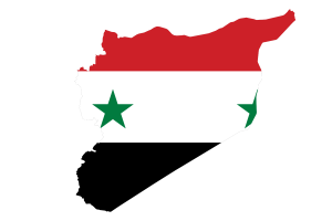 Syria Map with Flag flag