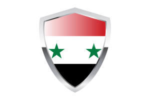 Syria Flag with Pointed Triangular Shield flag