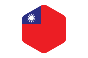 Taiwan Flag Rounded Hexagon Shape flag