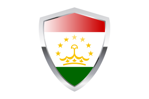 Tajikistan Flag with Pointed Triangular Shield flag