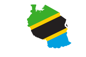 Tanzania Map with Flag flag