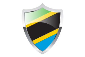 Tanzania Flag with Medieval Heater Shield flag