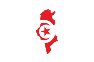 Tunisia Map with Flag flag