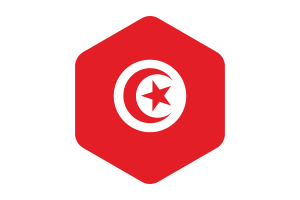 Tunisia Flag Rounded Hexagon Shape flag