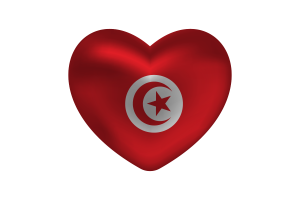 Love of Tunisia Heart Shape flag