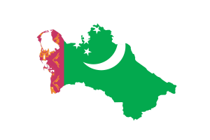 Turkmenistan Map with Flag flag