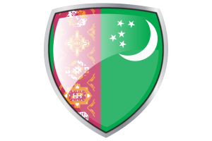 Turkmenistan Flag Couche Heraldic Shield flag