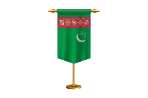 Turkmenistan Flag Illustration with Stand flag